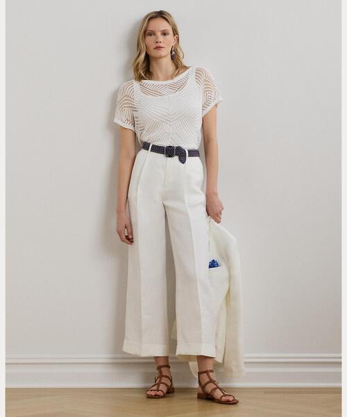 ニット セーター ジオモチーフ メッシュ ショートスリーブ セーター レディース LAUREN RALPH ニット セーター ジオモチーフ メッシュ ショート