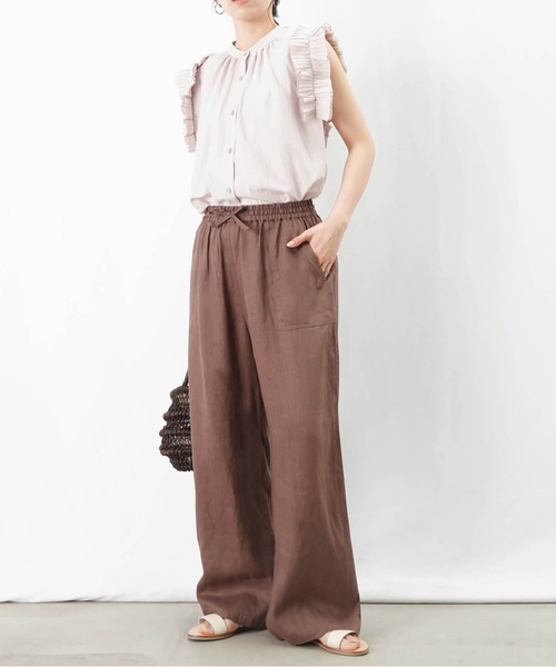 ブラウス シャツ LC/LLL プリーツテープ付ブラウス/フリルデザインノースリブラウス レディース LADY LUCK LUCA ブラウス シャツ LC/LLL プリーツテープ付