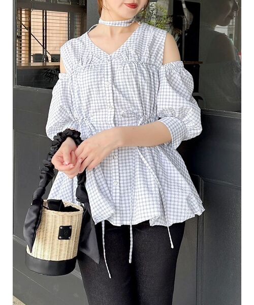 dazzlin ブラウス シャツ ギャザーバルーンペプラムブラウス