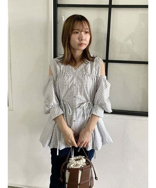 ブラウス シャツ ギャザーバルーンペプラムブラウス レディース dazzlin ブラウス シャツ ギャザーバルーンペプラムブラウス