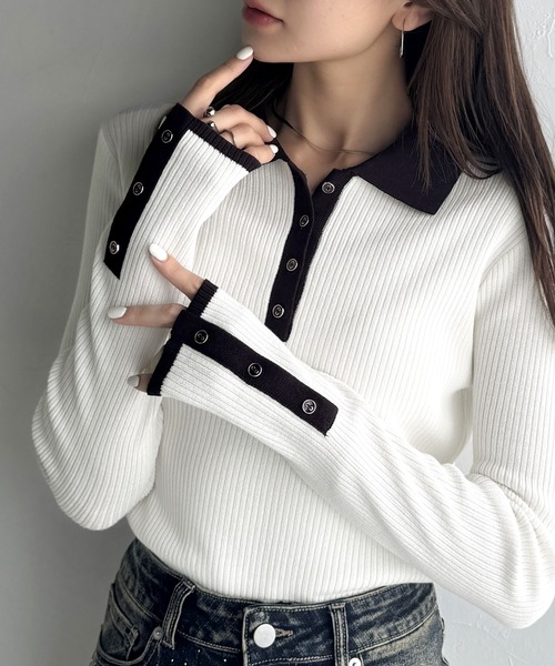 mily bilet ニット セーター 「mily bilet」トレンドの襟付きデザイン