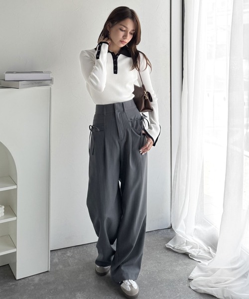 mily bilet ニット セーター 「mily bilet」トレンドの襟付きデザイン