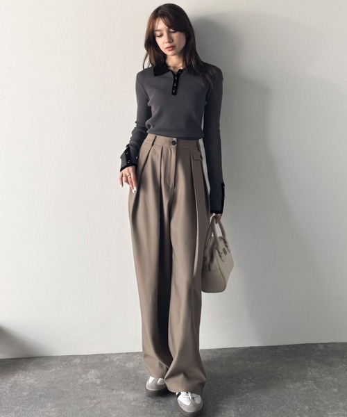 mily bilet ニット セーター 「mily bilet」トレンドの襟付きデザイン