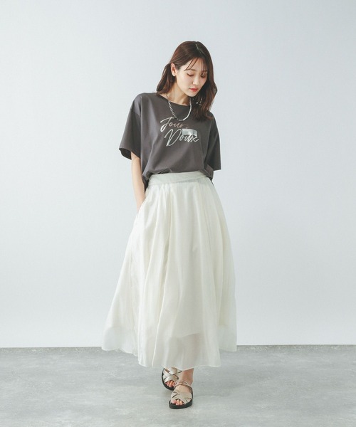 「GLOBAL WORK」 半袖Tシャツ LARGE ホワイト系その他 レディース
