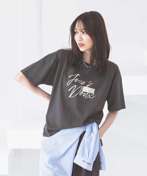 「GLOBAL WORK」 半袖Tシャツ LARGE ホワイト系その他 レディース