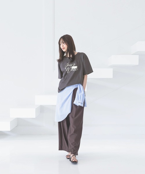「GLOBAL WORK」 半袖Tシャツ LARGE ホワイト系その他 レディース
