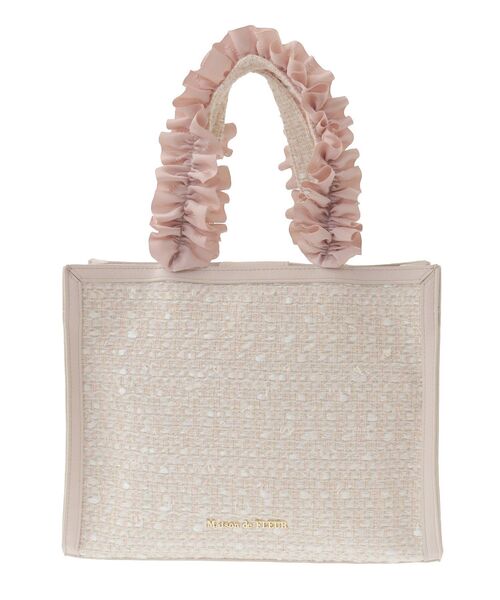 Maison de FLEUR トートバッグ LINTONツイードスクエアフリルトート