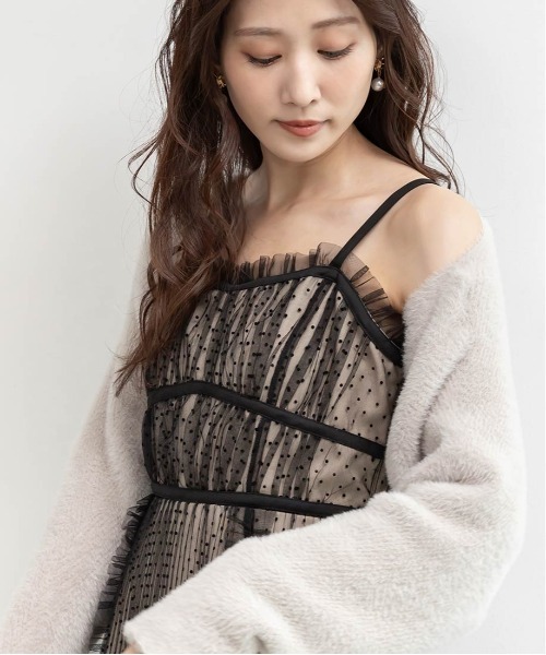 RANDA ワンピース ビスチェデザインプリーツキャミワンピース