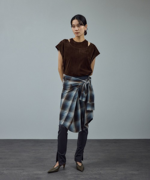 【WEB限定】マルチウェイベロアタッチレイヤードプルオーバー　ブラック SALON adam et rope'（サロン アダム エ ロペ） tシャツ 半袖 「WEB