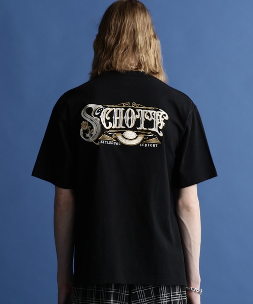 「schott」 半袖Tシャツ M レッド メンズ