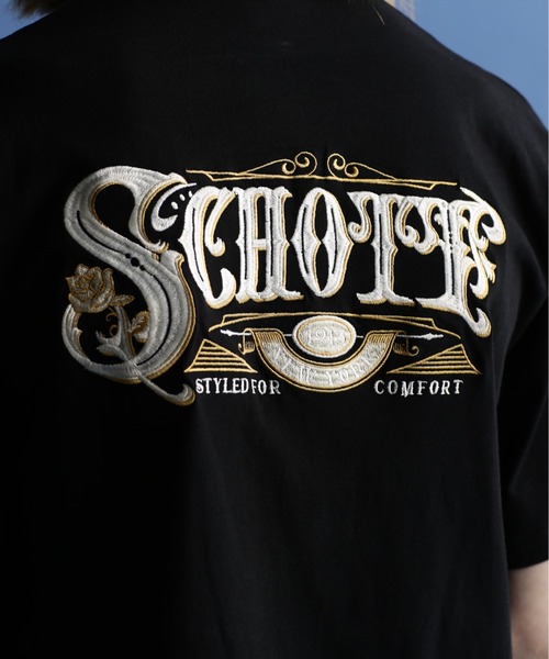 「schott」 半袖Tシャツ M レッド メンズ
