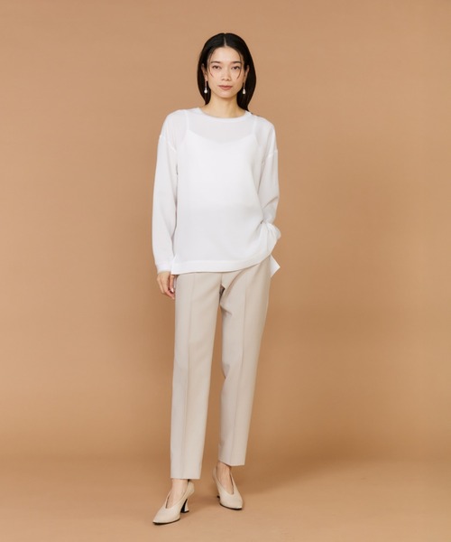 【定価2万】シャビージェンティール 美脚テーパードパンツ 白 M 日本製 完売品 INED（イネド） パンツ 「美脚が叶う！」2026NEW 美脚テーパードパンツ