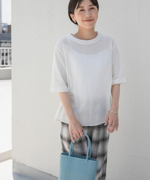 「URBAN RESEARCH DOORS」 半袖ブラウス MEDIUM オフホワイト レディース_画像4