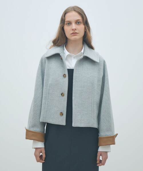 MACPHEEマカフィー　アルパカウール　スタンドネックカラーコート　ショート丈 MACPHEEマカフィー アルパカウール スタンドネックカラーコート