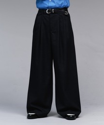 Adoon plain スラックス Wool Like 2-Tuck Wide Slacks / ウールライク
