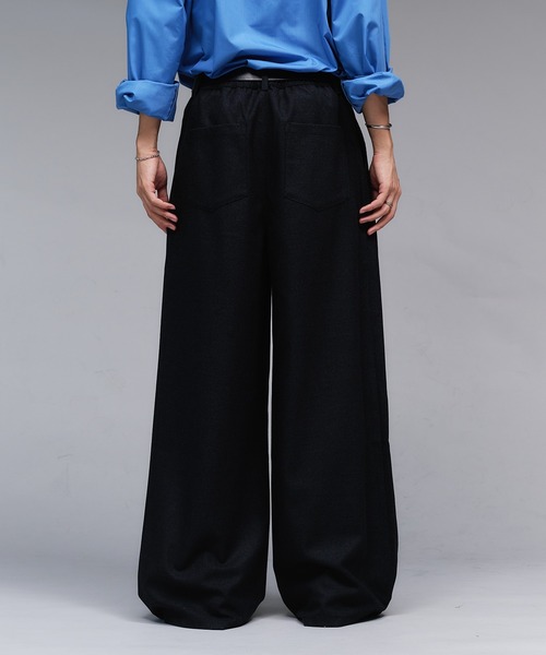 Adoon plain スラックス Wool Like 2-Tuck Wide Slacks / ウールライク