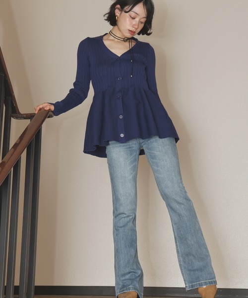 2025AW【洗える】NIGHT GROOVE ニットカーディガン ペプラム 2025AW【洗える】NIGHT GROOVE ニットカーディガン ペプラム NIGHT