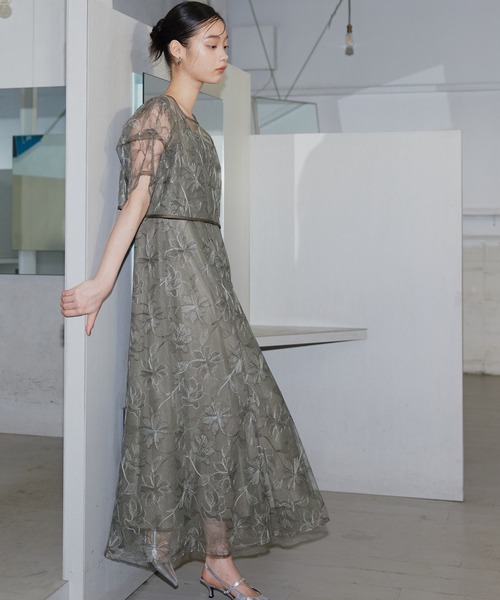 ANDRESD ドレス タックスリーブエンブロイダリードレス / tuck sleeve