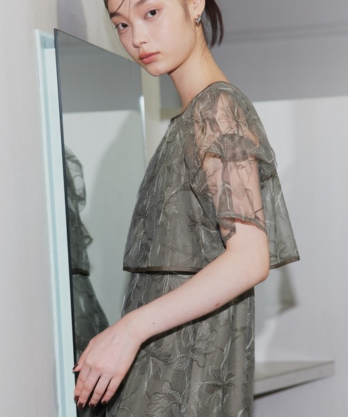 ANDRESD ドレス タックスリーブエンブロイダリードレス / tuck sleeve