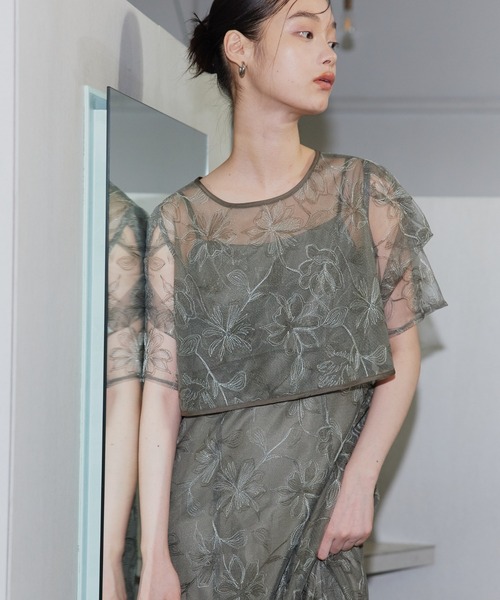 ANDRESD ドレス タックスリーブエンブロイダリードレス / tuck sleeve