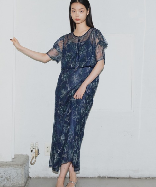 ANDRESD ドレス タックスリーブエンブロイダリードレス / tuck sleeve