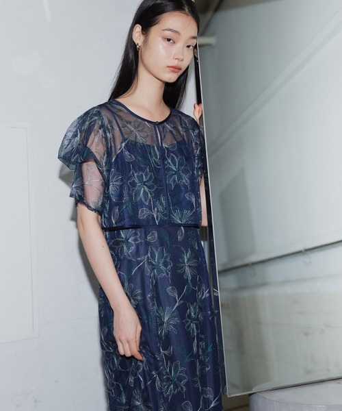 ANDRESD ドレス タックスリーブエンブロイダリードレス / tuck sleeve