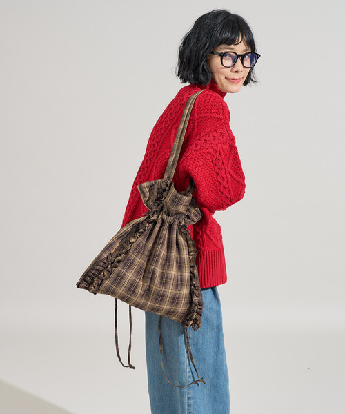 ハンドメイド ♡ フリル巾着 スカラップ巾着 バーバリーチェック FREAK'S STORE（フリークスストア） トートバッグ 限定展開 2WAY