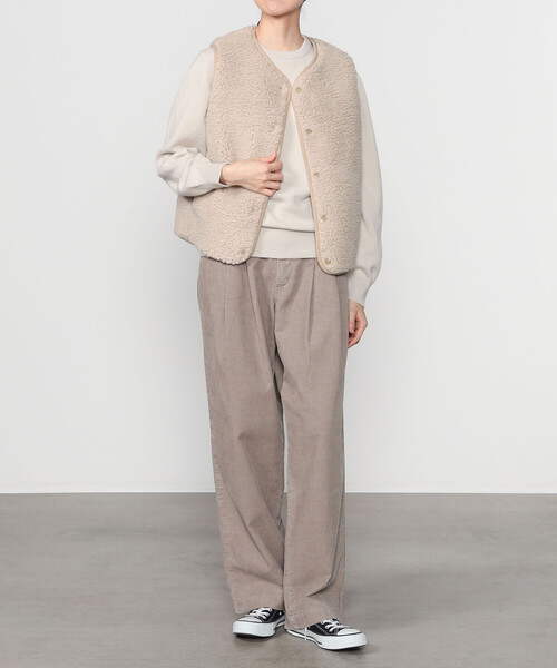 ✮ORCIVAL✮オーシバル✮ウールボア カラーレスベスト BEIGE サイズ2 ORCIVAL（オーシバル） コート アウター | ボアフリース ノーカラー