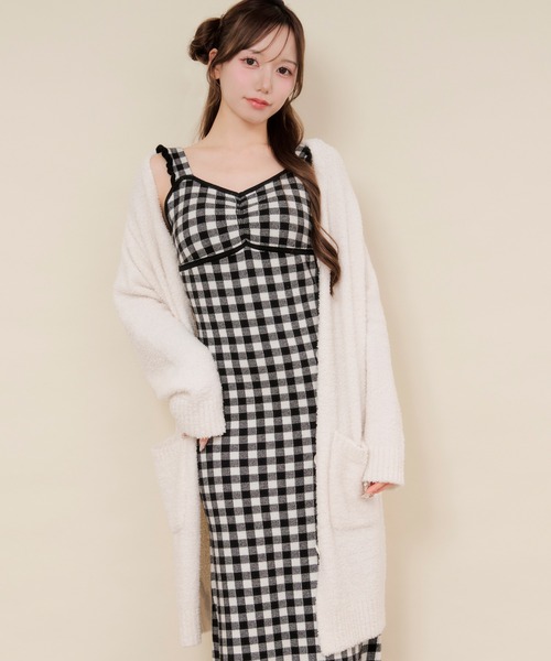 ルームウェア 部屋着 frill gingham check cup in one-piece / カップ