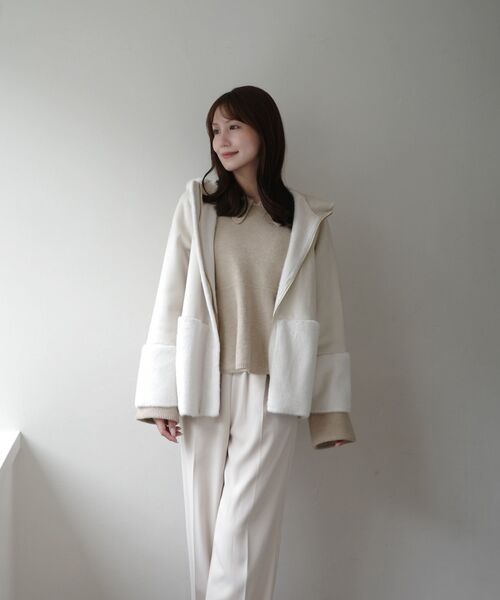 cle blatt ムートンコート ボアコート フェイクムートンショートコート