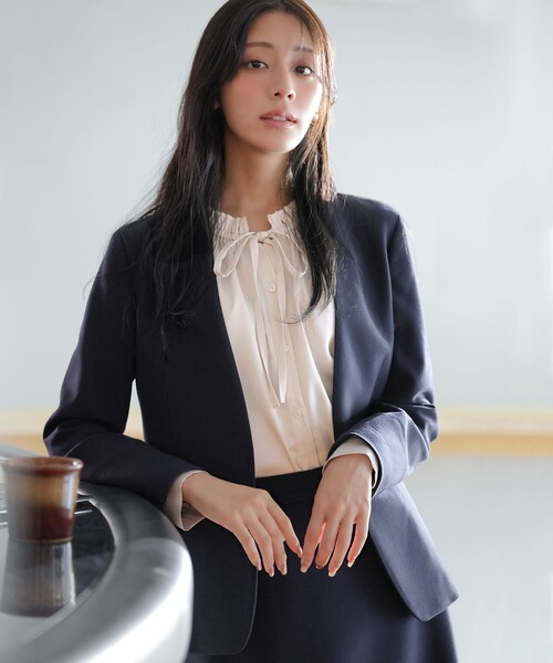 ANY SIS（エニィスィス） ノーカラージャケット MEDIUM ネイビー