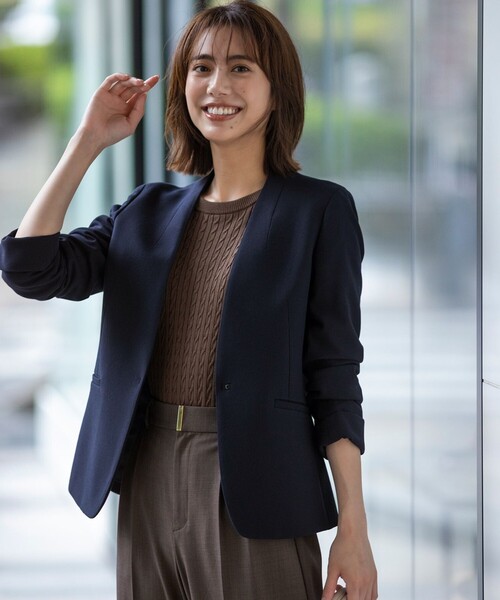 ANY SIS（エニィスィス） ノーカラージャケット MEDIUM ネイビー