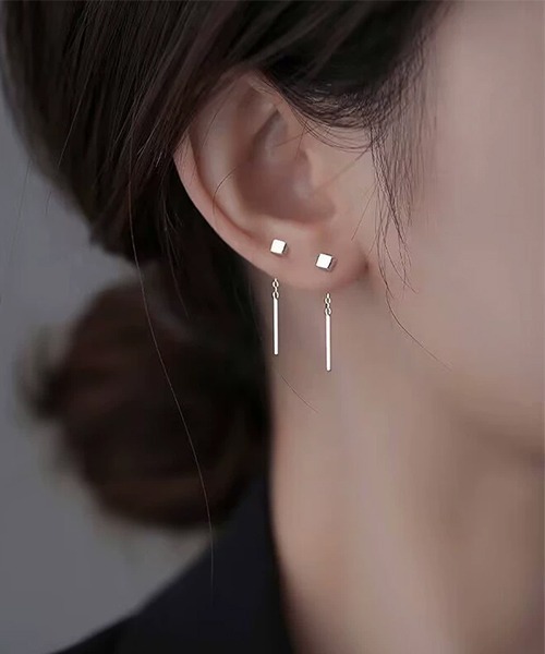 VIBGYOR ピアス ワンポイントドロップピアス/レディース/両耳用(T3 