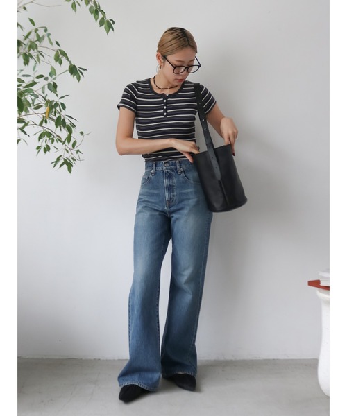 ジーンズ デニム デニムパンツ ハイウエストフレアデニム レディース_5