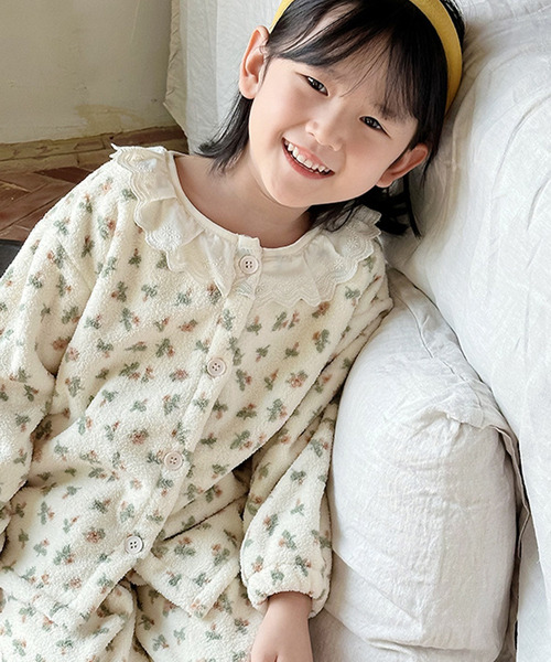 DAY CLOSET パジャマ 前開き 「厚手/セットアップ」長袖 レース襟