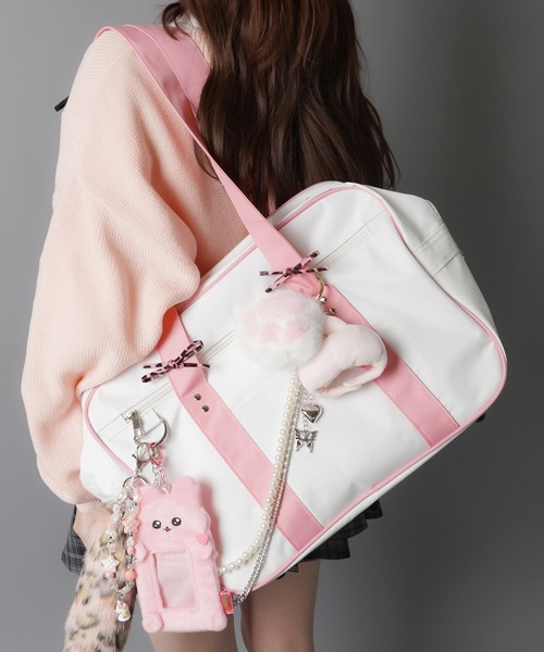 SPINNS（スピンズ） トートバッグ ONESIZE ホワイト×ピンク レディース