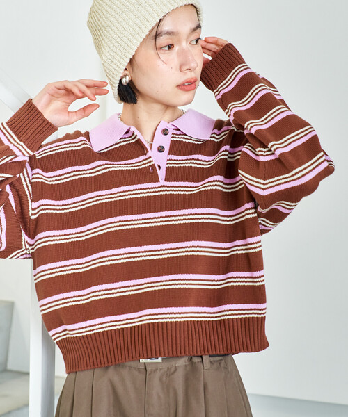 FREAK'S STORE（フリークスストア） ニット セーター ポロ襟 ボーダー