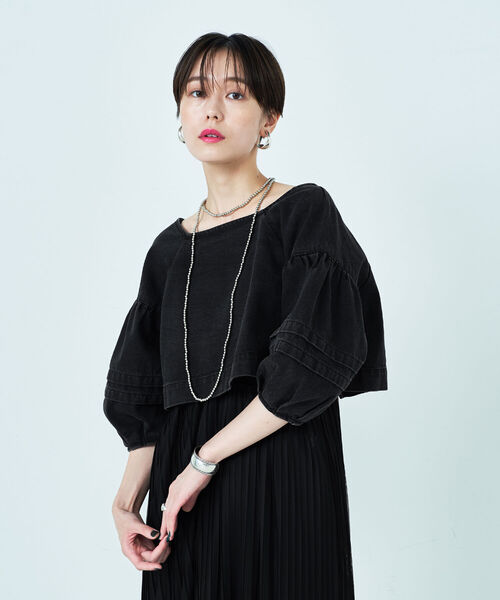 「Rie Miller」 7分袖ブラウス FREE インディゴブルー レディース_画像8