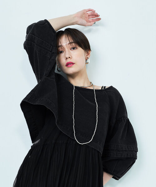 「Rie Miller」 7分袖ブラウス FREE インディゴブルー レディース_画像9