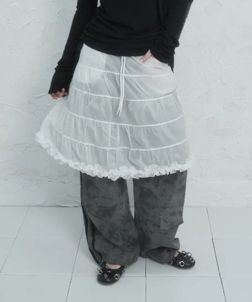 スカート SETUPEXEブランド直輸入正規品/フリル カンカン スカート FRILL CANCAN SKIRT