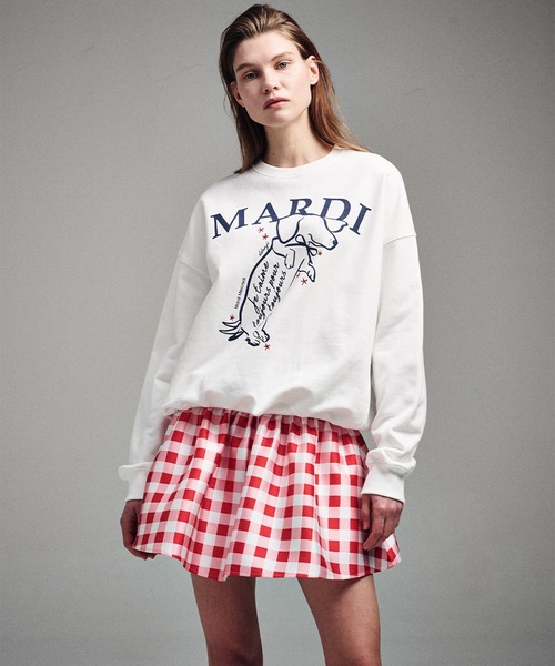 「Mardi Mercredi」 スウェットカットソー FREE ネイビー×ホワイト レディース_画像6