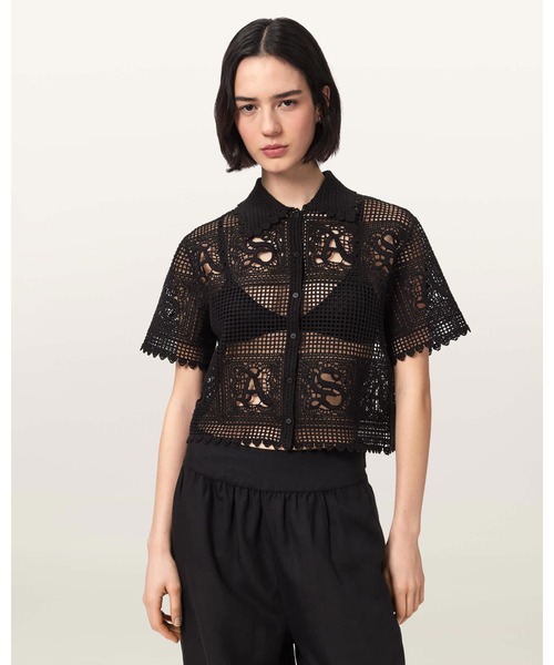 ALLSAINTS（オールセインツ） ポロシャツ ポロ KYRA CROCHET CROPPED