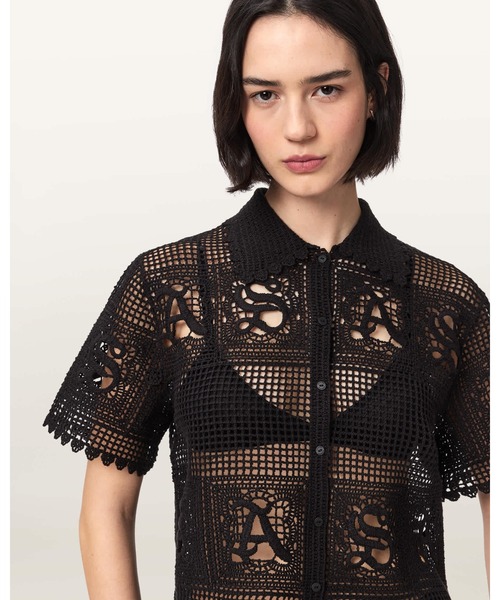 ALLSAINTS（オールセインツ） ポロシャツ ポロ KYRA CROCHET CROPPED