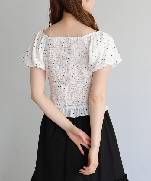 tiptop（ティップトップ） ブラウス シャツ 半袖 フリルシャーリング