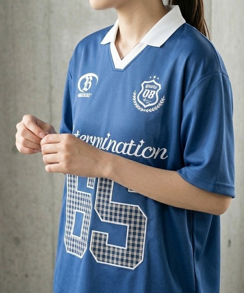 8 tシャツ チェック貼り付けサッカーTシャツ メンズ レディース