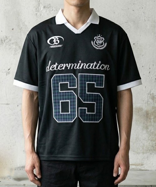 8 tシャツ チェック貼り付けサッカーTシャツ メンズ レディース