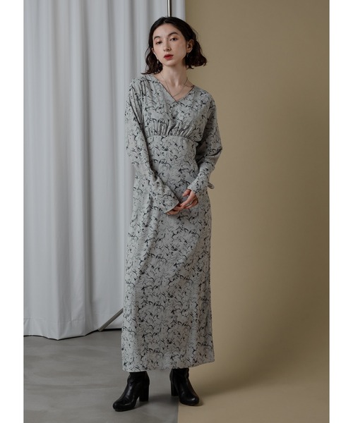 「Adoon plain」 長袖ワンピース MEDIUM ライトグレー レディース_画像2