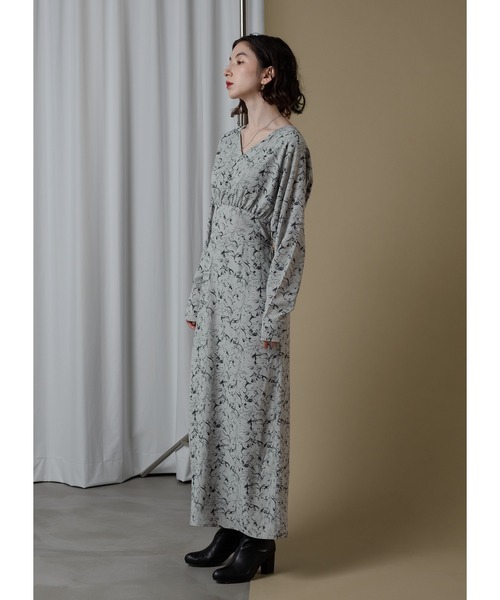 「Adoon plain」 長袖ワンピース MEDIUM ライトグレー レディース_画像3