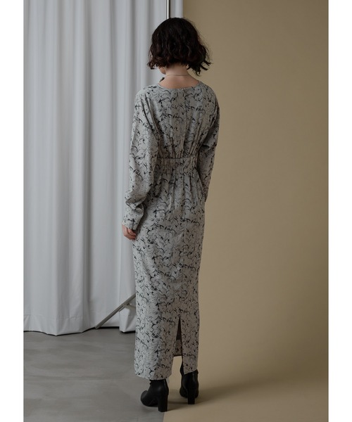 「Adoon plain」 長袖ワンピース MEDIUM ライトグレー レディース_画像5