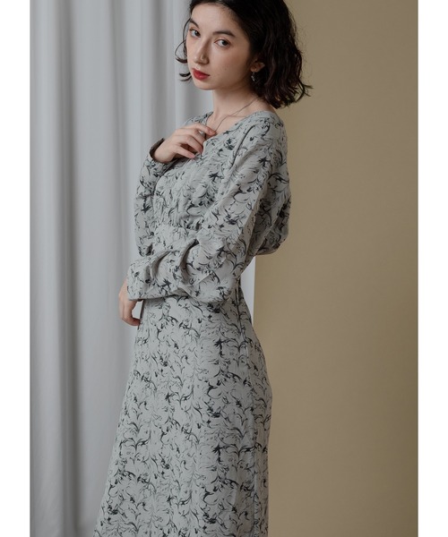 「Adoon plain」 長袖ワンピース MEDIUM ライトグレー レディース_画像6
